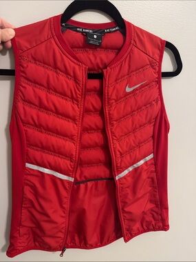 Nike Red Aeroloft Running Vest with Silver Reflective Details - small